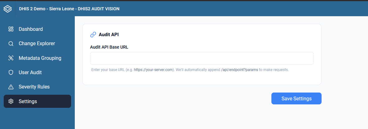 Audit API Settings