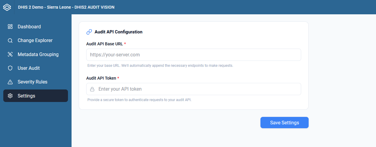 Audit API Settings